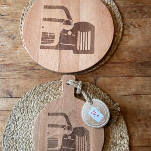 Houten ronde hapjes/kaas plank met Seven Logo (kopie)